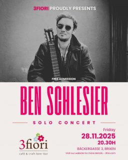 THIS Friday NIGHT! See you around...
.
.
👉 „Link in Bio für mehr Infos!“
.
#3fiori #3fiorievents #altstadtbrixen #weihnachtsmarktbrixen #benschlesier #folklive #fridaynightlive #beerandsnacks #italiancraftbeer #südtirolercraftbeer #beerandmusic #bestofbrixen #visitbrixen