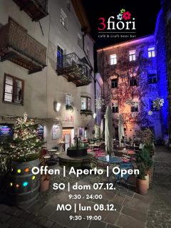Opening Hours THIS Weekend!
.
.
👉 „Link in Bio for more infos!“
.
.
#3fiori #3fioribeer #brixneraltstadt #weihnachtsmarktbrixen #mercatinodinatale #visitbrixen #bestofbrixen #würstl #focaccine #focacciaburger #beerandsnacks #italiancraftbeer #brixensüdtirol #brixenchristmasmarket