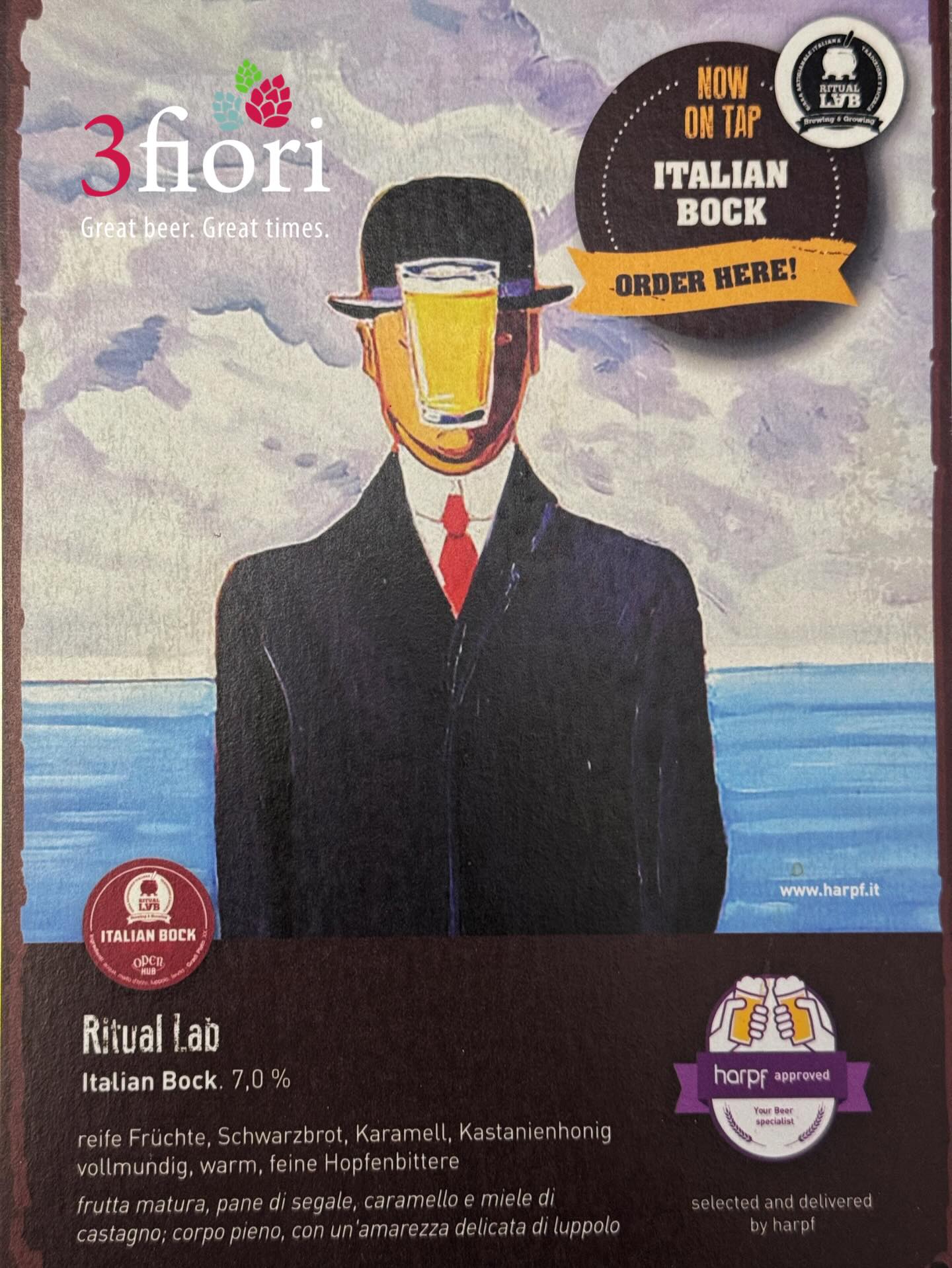 NOW - ON TAP❗️
Italian Bock, Cooperation Sud • Ritual Lab/Baladin, 7%
🍻 Karamell, Röstaromen, sanfte Bitterkeit
.
.
#3fiori #baladin #rituallab #visitbrixen #antholz2026