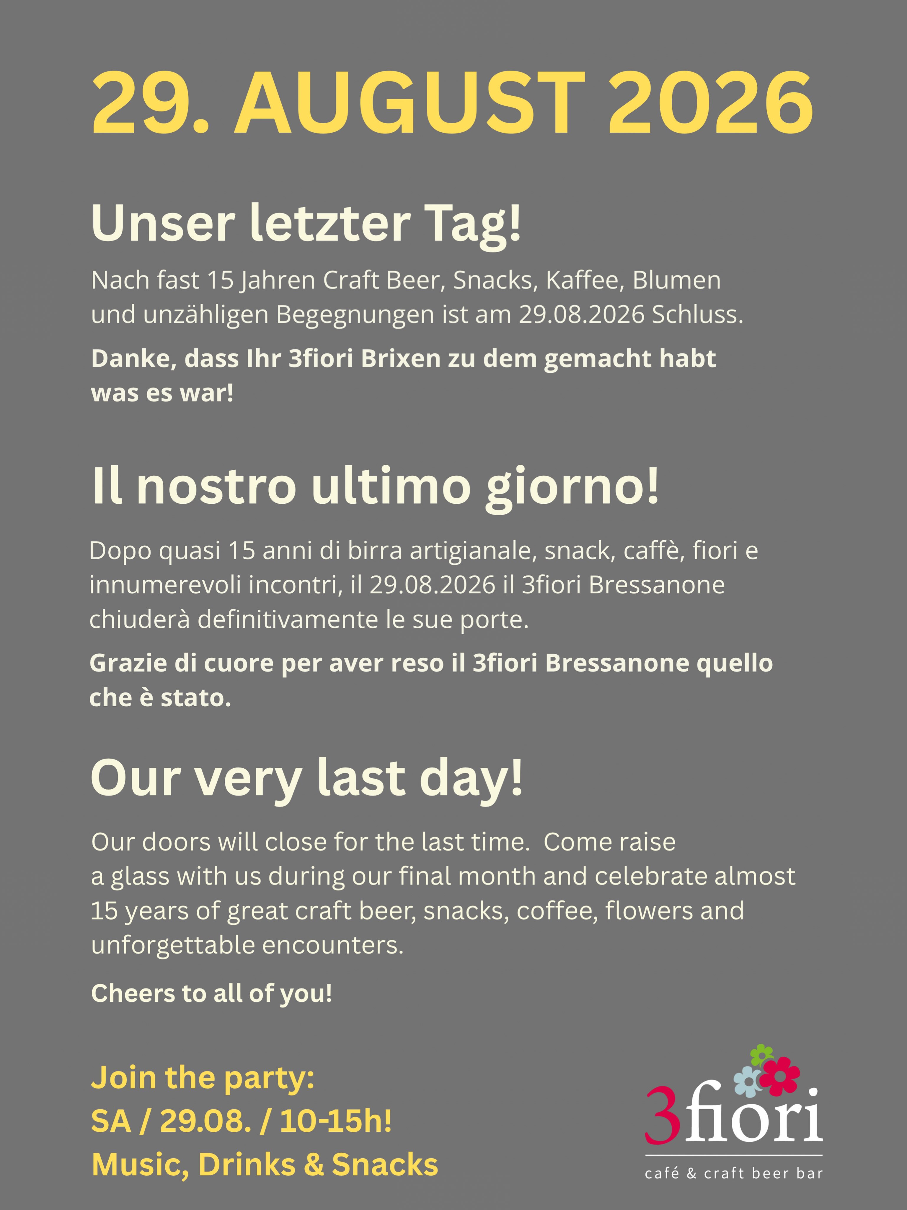 Last two weeks... Thanks to everyone!! Save the date❗️
.
.
.
#3fiori #3fioribeer #focaccine #bestofbrixen #brixensüdtirol